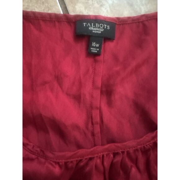 Talbots 16W Silk Blouse Top Red - Picture 3 of 6